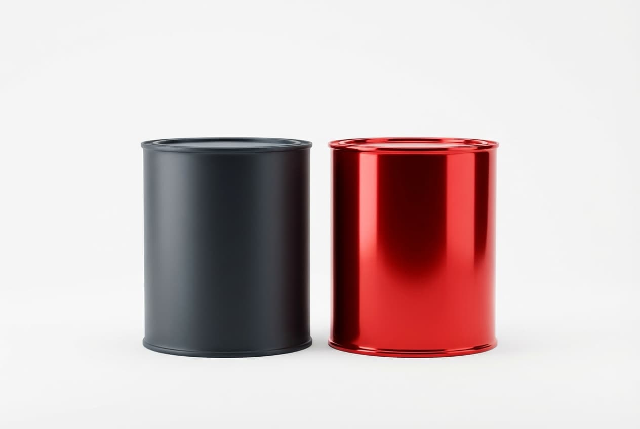 Deux pots de peinture contrastés sur fond blanc pour illustrer la glycéro et la peinture à l'eau.