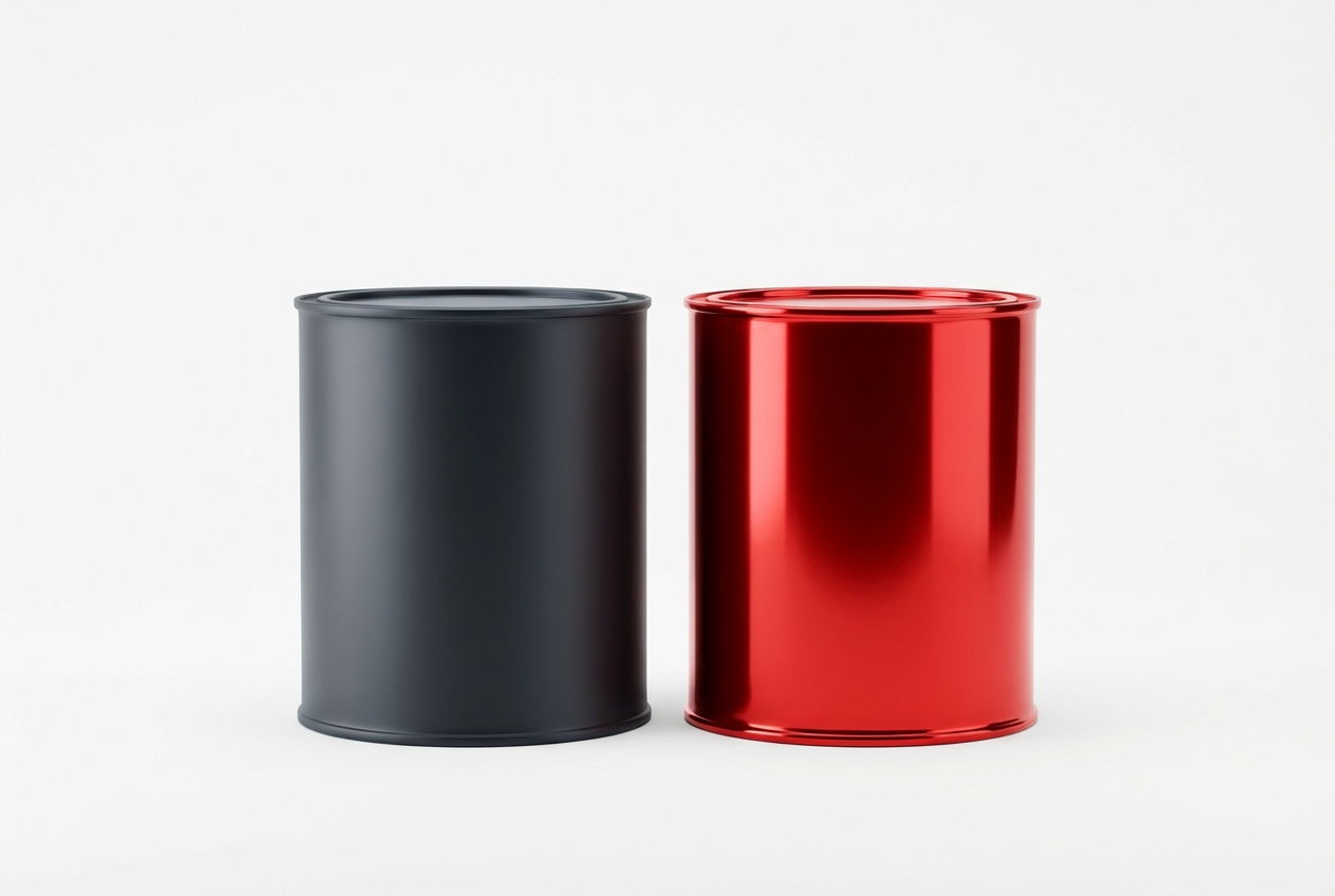 Deux pots de peinture contrastés sur fond blanc pour illustrer la glycéro et la peinture à l'eau.