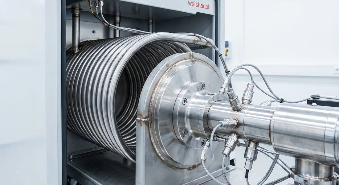 Composants internes haute performance d'une chaudière Weishaupt.